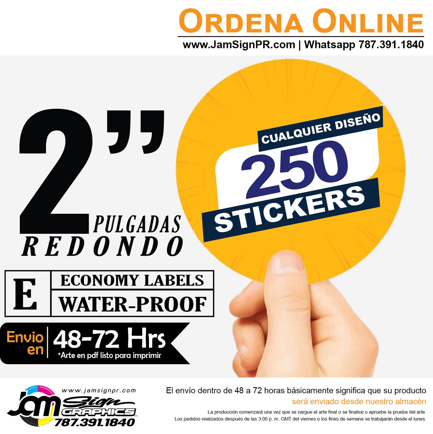 STICKERS 2" REDONDO (Cantidades a escoger)