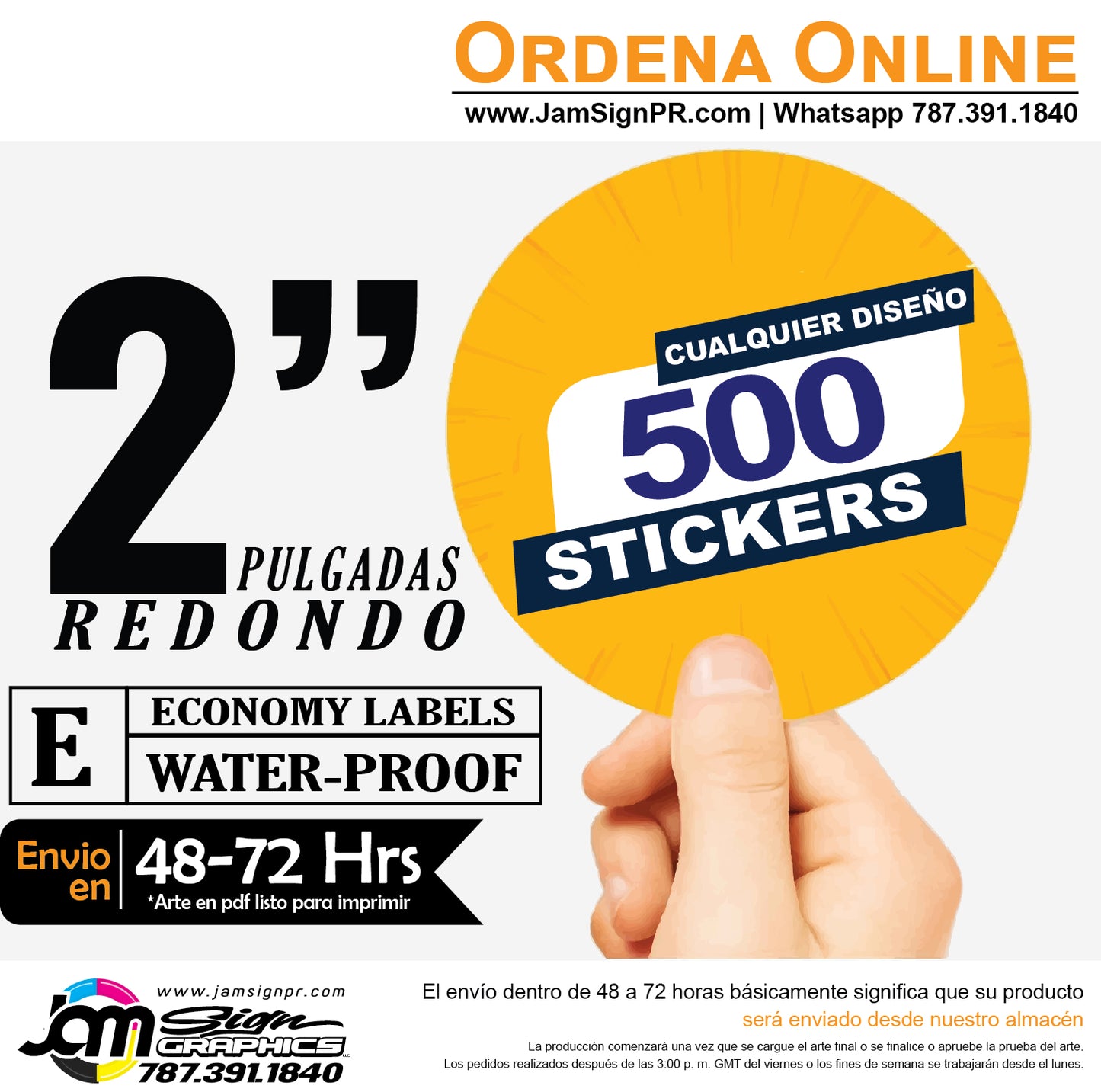 STICKERS 2" REDONDO (Cantidades a escoger)