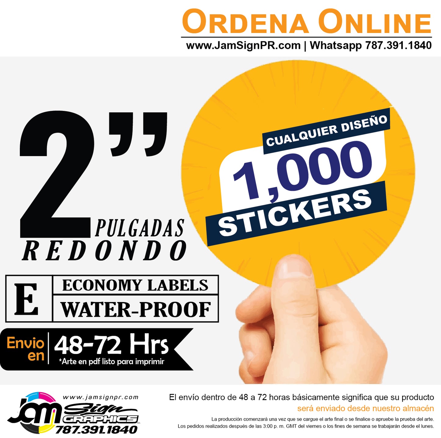 STICKERS 2" REDONDO (Cantidades a escoger)