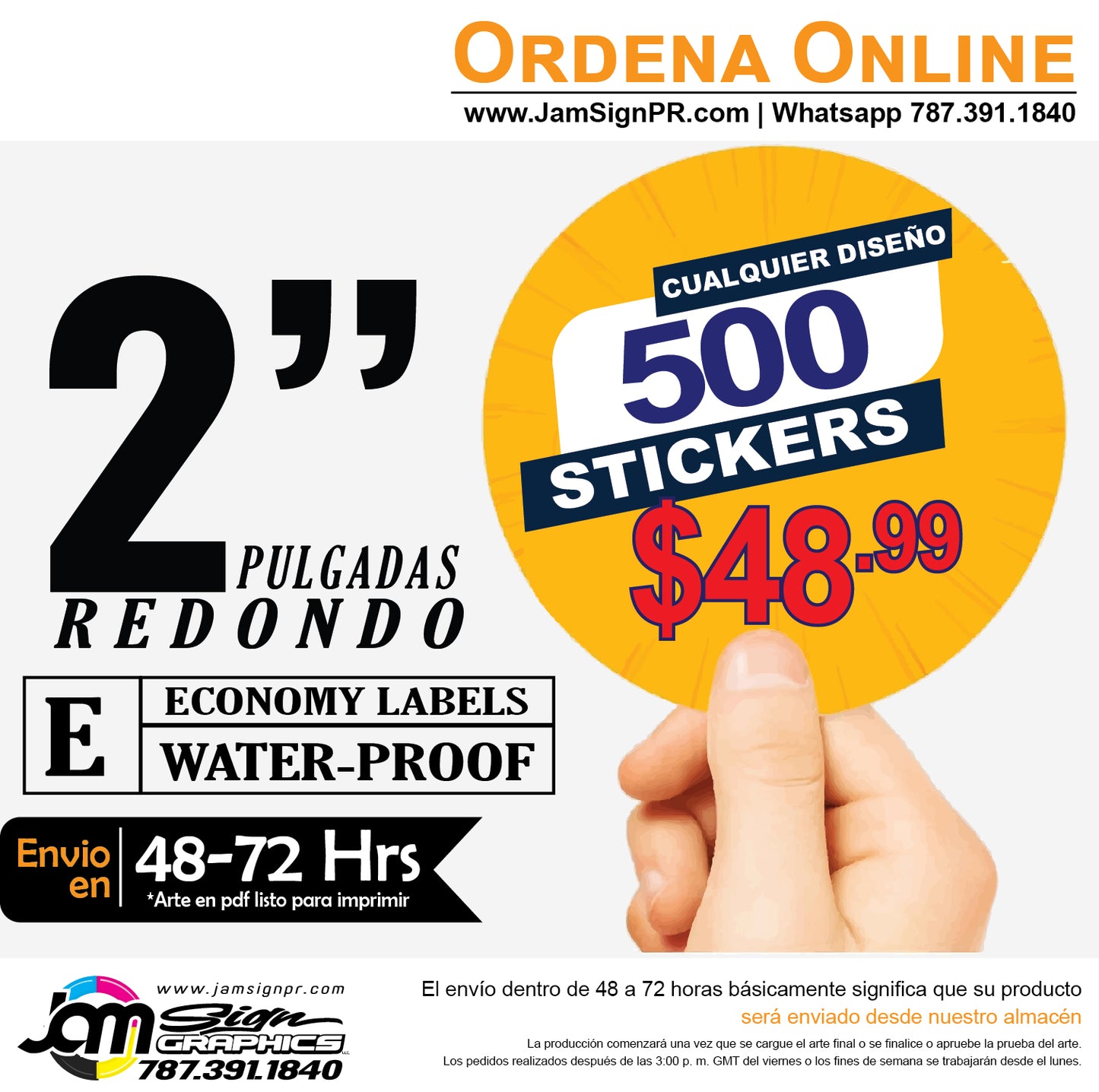 STICKERS 2" REDONDO (Cantidades a escoger)