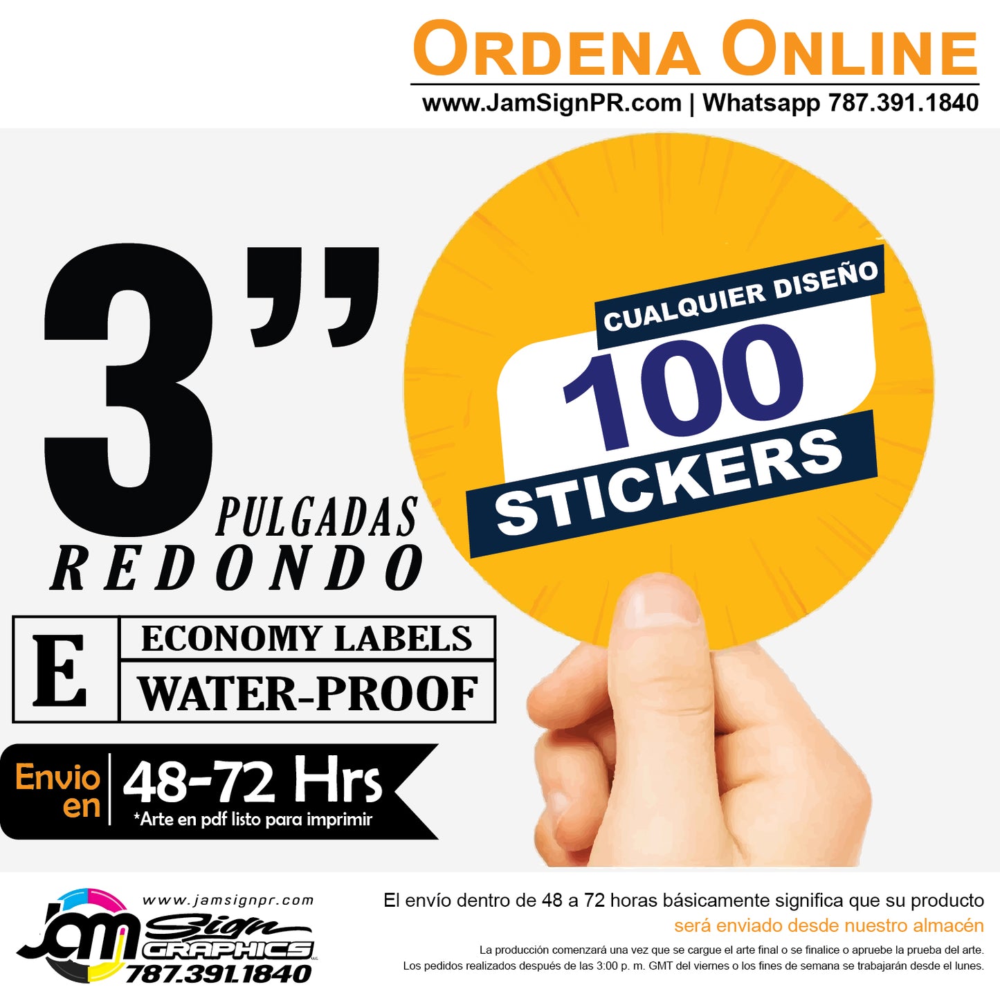 STICKERS 3" REDONDO(Cantidades a escoger)