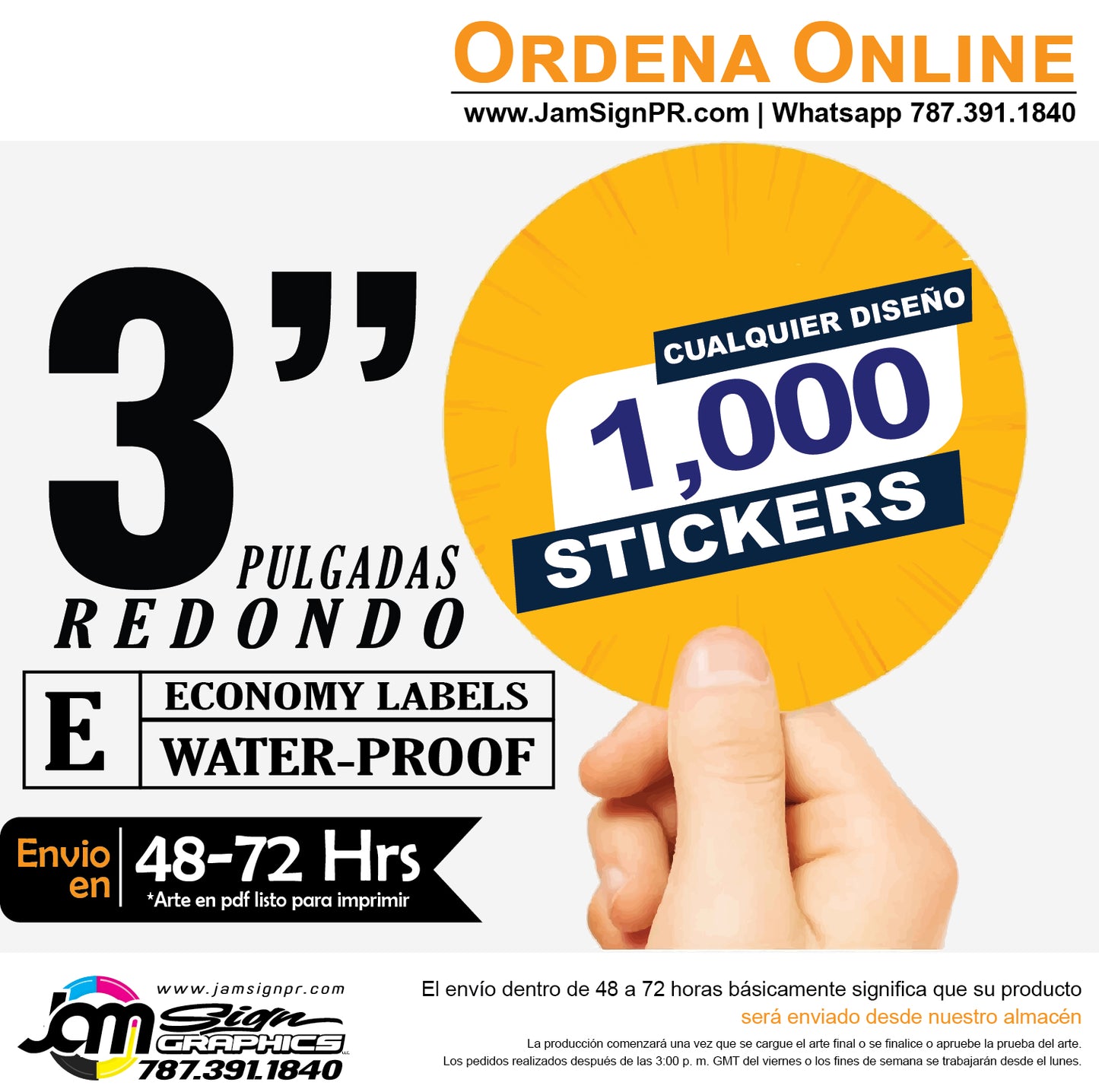 STICKERS 3" REDONDO(Cantidades a escoger)
