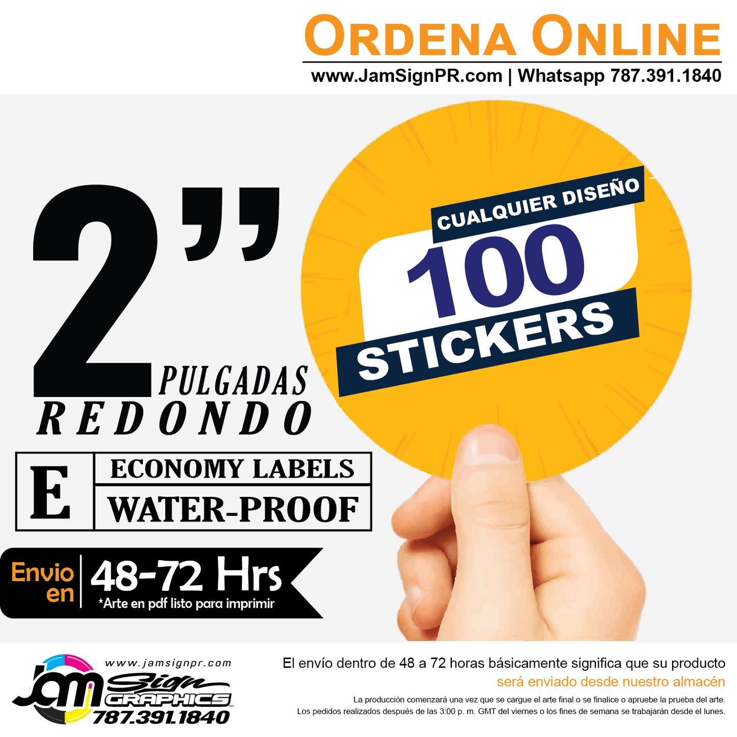 STICKERS 2" REDONDO (Cantidades a escoger)