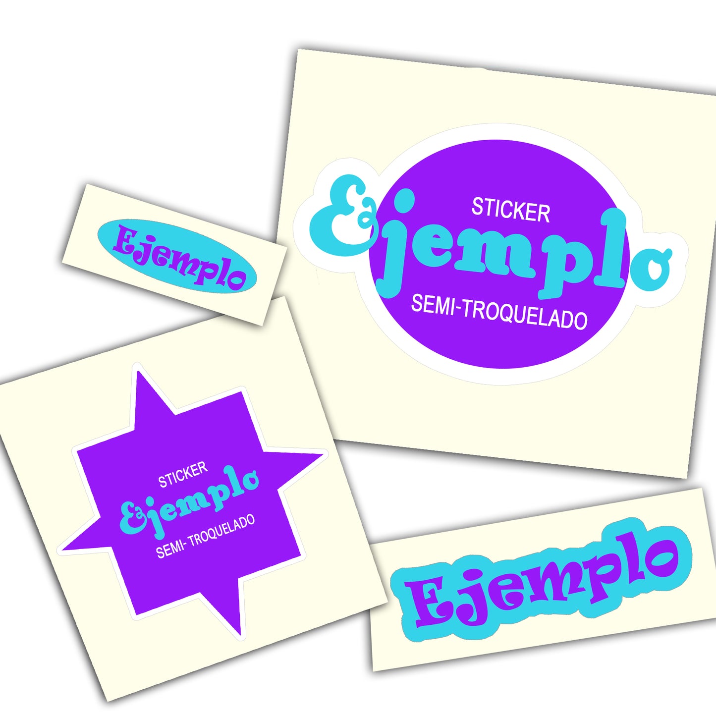 STICKERS SEMI TROQUELADO (Cortados con forma) (Cantidades y tamaños a escoger)