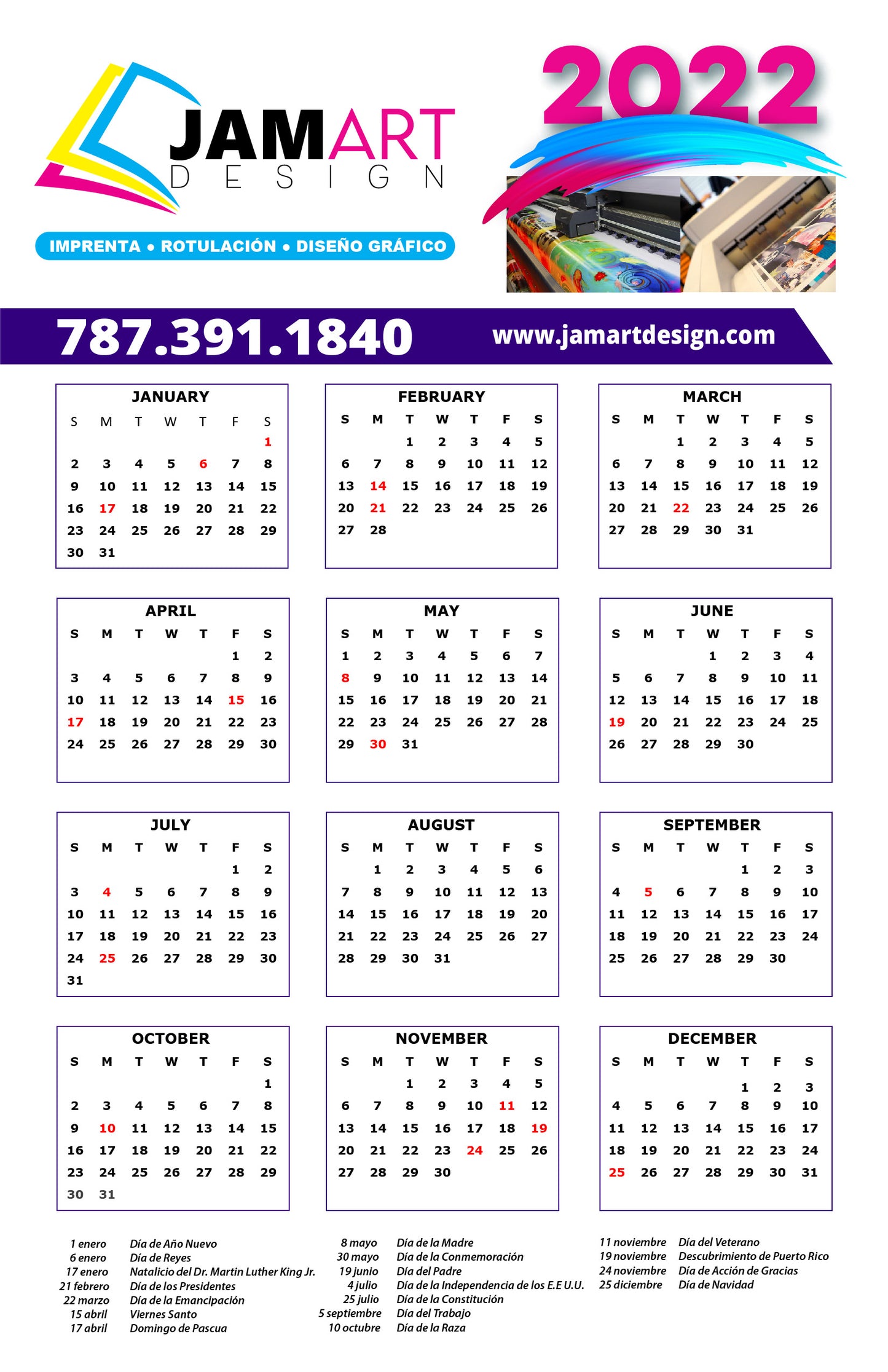 CALENDARIOS (POSTER) 11"X 17"CARTON 80Lbs