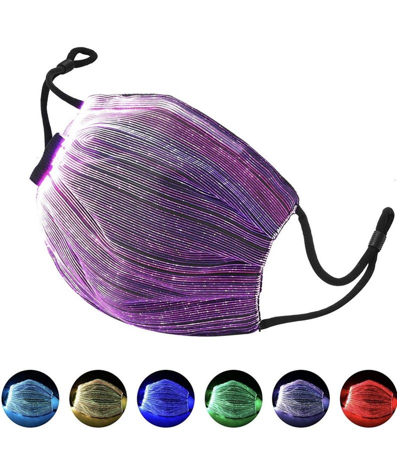 LED Face Mask Color Changing, Fun Mask, Glow in the Dark Mask, Fiber Optic Mask