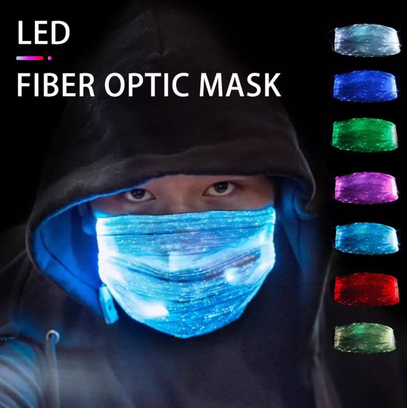 LED Face Mask Color Changing, Fun Mask, Glow in the Dark Mask, Fiber Optic Mask