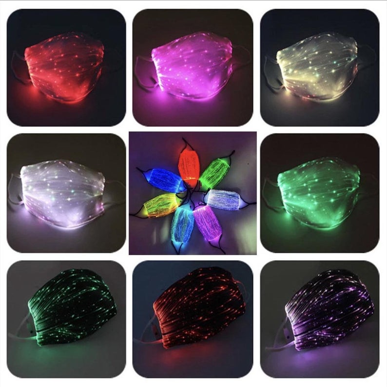 LED Face Mask Color Changing, Fun Mask, Glow in the Dark Mask, Fiber Optic Mask