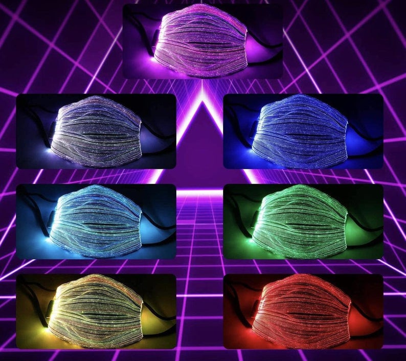 LED Face Mask Color Changing, Fun Mask, Glow in the Dark Mask, Fiber Optic Mask