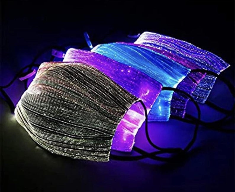 LED Face Mask Color Changing, Fun Mask, Glow in the Dark Mask, Fiber Optic Mask